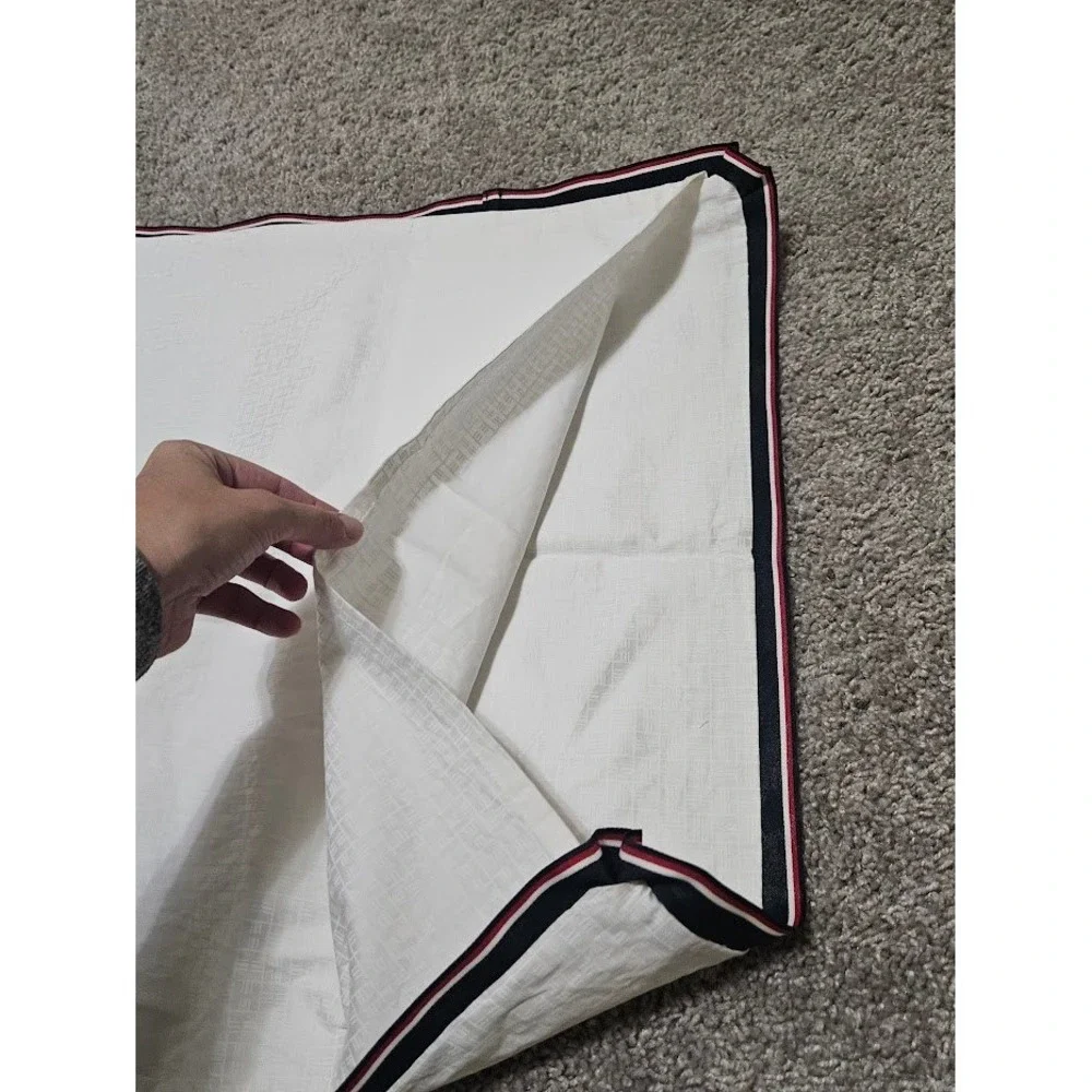 Tommy Hilfiger Single Pillow Sham King White Navy Red Trim Cotton Nautical